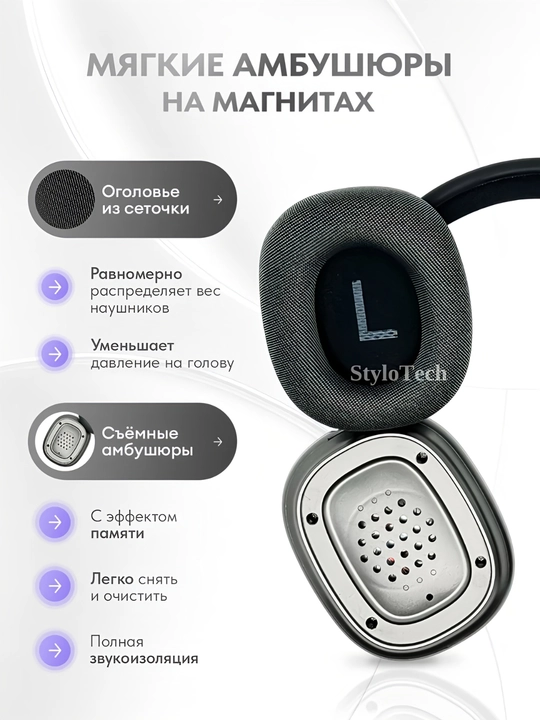 Simsiz quloqchinlar mikrofon bilan, katta to'liq o'lchamli naushniklar, Bluetooth