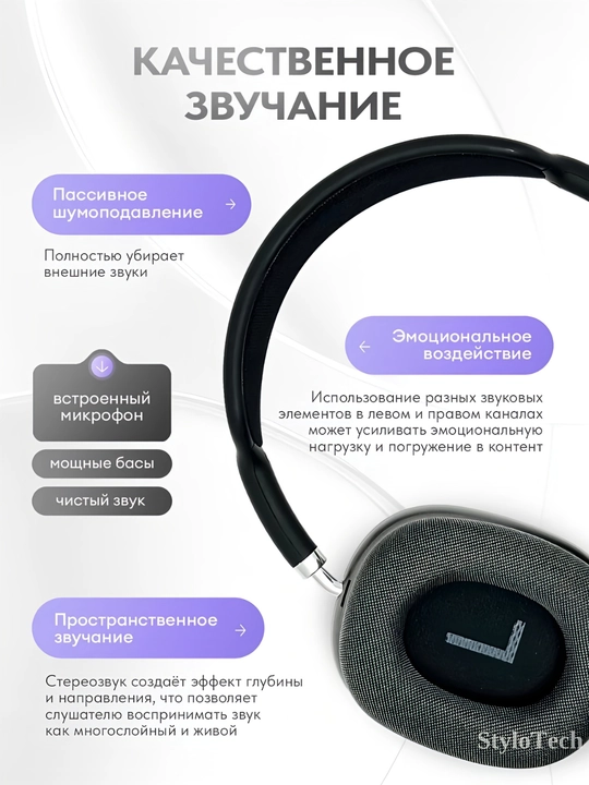 Simsiz quloqchinlar mikrofon bilan, katta to'liq o'lchamli naushniklar, Bluetooth