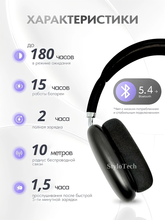 Simsiz quloqchinlar mikrofon bilan, katta to'liq o'lchamli naushniklar, Bluetooth