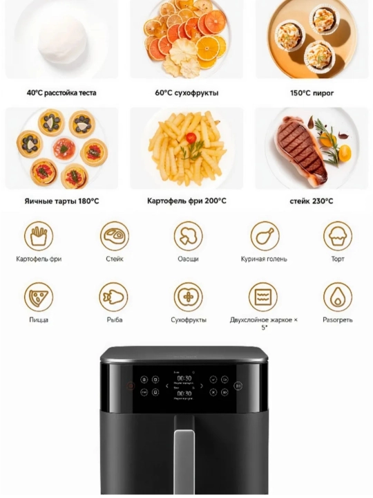 Xiaomi Smart Air Fryer aqlli aerogril 4,5L, 6,5L, Dual Zone, 10L,12L frityurnitsa
