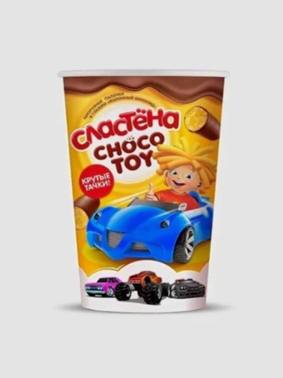 Палочки кукурузные Сластёна Choco toy в глазури белый шоколад Крутые тачки 100 г — ВЯТСКИЙ-UYTBFVD