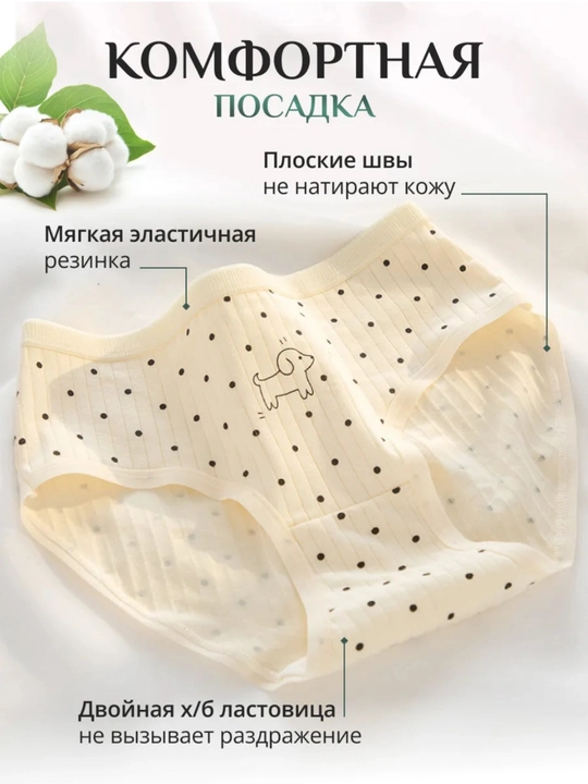 Нижнее бельё комплект, трусы  из хлопка, набор 5 штук