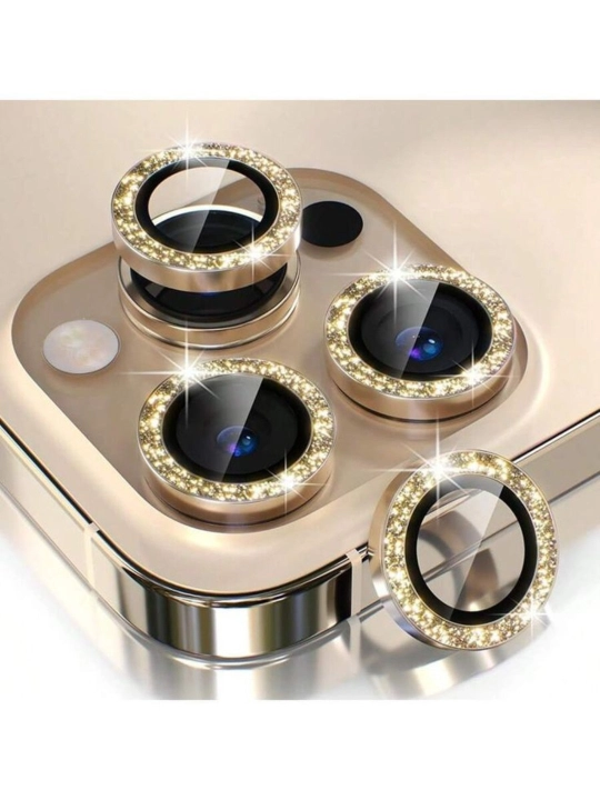 IPhone 11, 12, 13, 14, 15, 16 17, Pro, Pro Max uchun yaltiroq toshli kamera oynasi