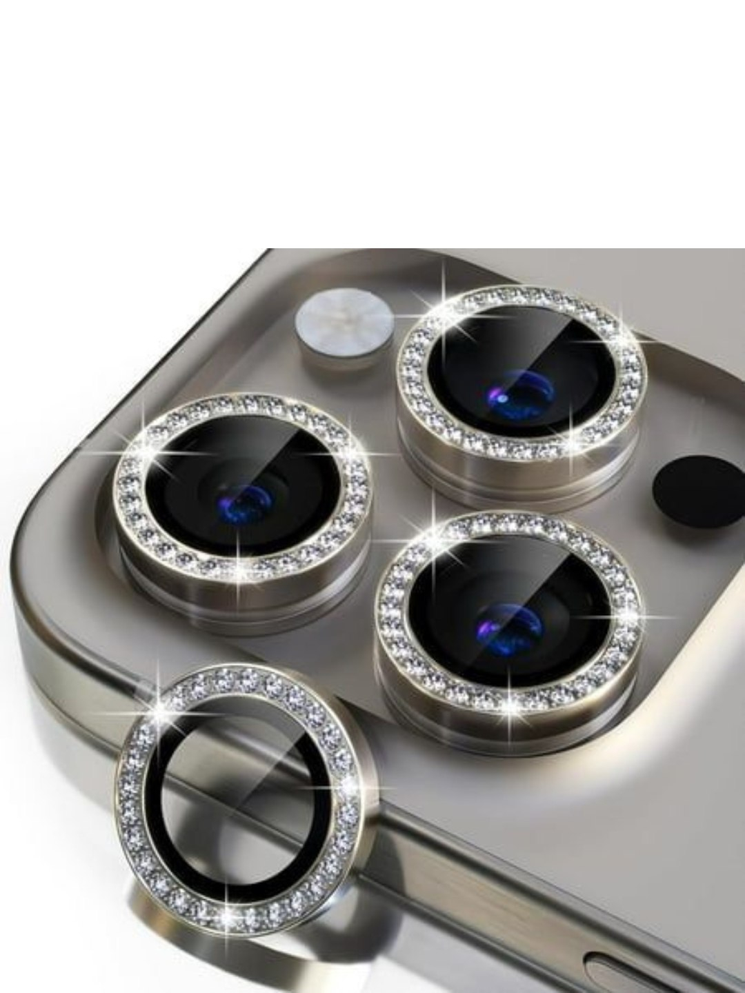 IPhone 11, 12, 13, 14, 15, 16 17, Pro, Pro Max uchun yaltiroq toshli kamera oynasi