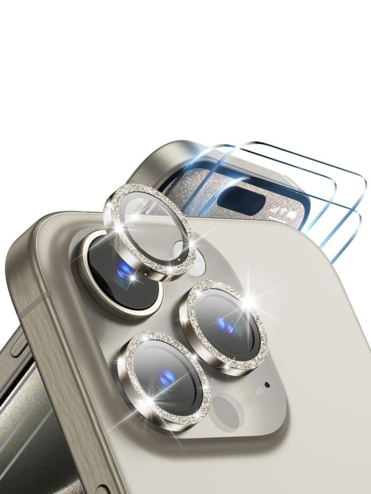 IPhone 11, 12, 13, 14, 15, 16 17, Pro, Pro Max uchun yaltiroq toshli kamera oynasi