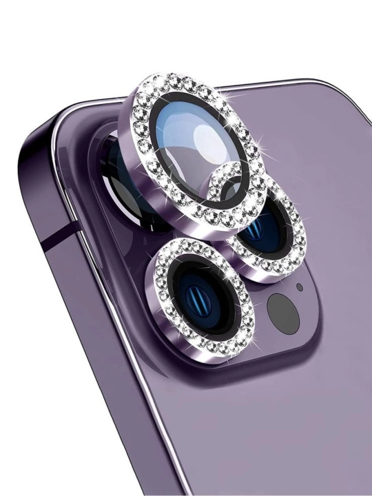 IPhone 11, 12, 13, 14, 15, 16 17, Pro, Pro Max uchun yaltiroq toshli kamera oynasi