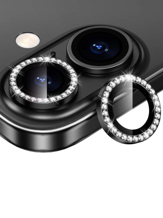 IPhone 11, 12, 13, 14, 15, 16 17, Pro, Pro Max uchun yaltiroq toshli kamera oynasi