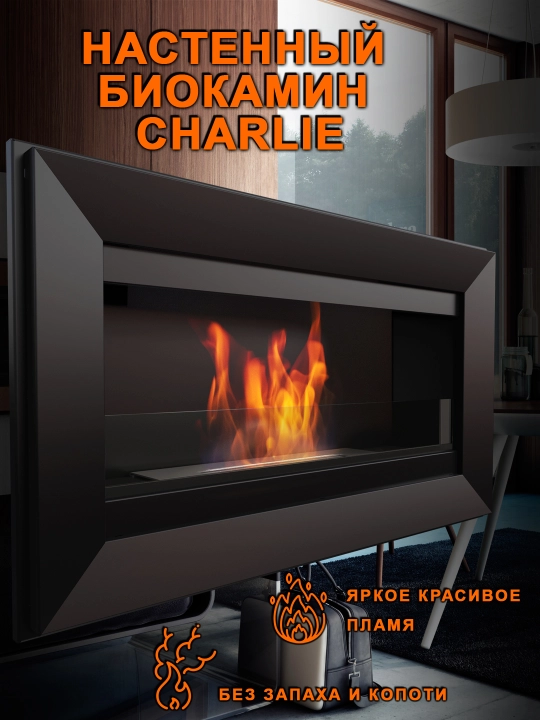 Kratki CHARLIE в Ташкенте: подвесной настенный биокамин. Живой огонь без дымохода - 
