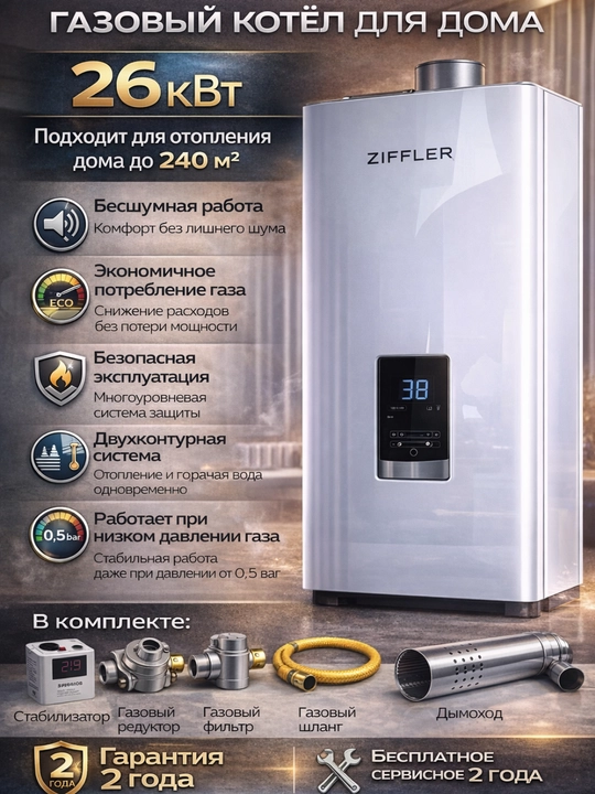 Qozon Ikki konturli Ziffler gaz qozoni, 26 kVt UM2216700 - 