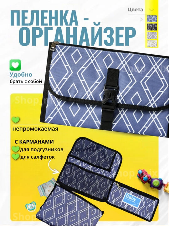 Сумка органайзер для мамы, пеленальный коврик для новорожденных, органайзер для авто