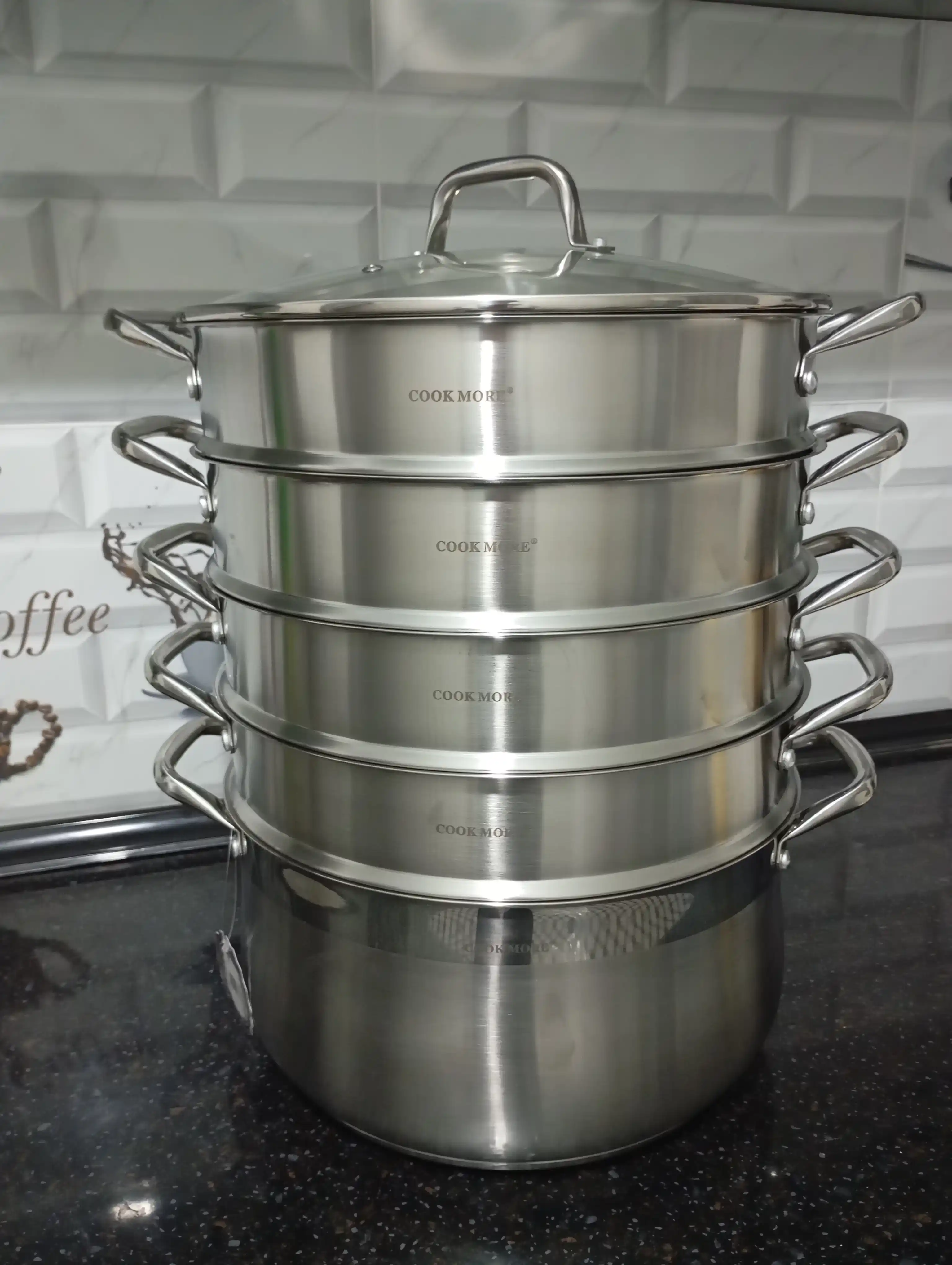 Мантоварка COOK MORE из нержавеющей стали, с крышкой, для мантов на пару