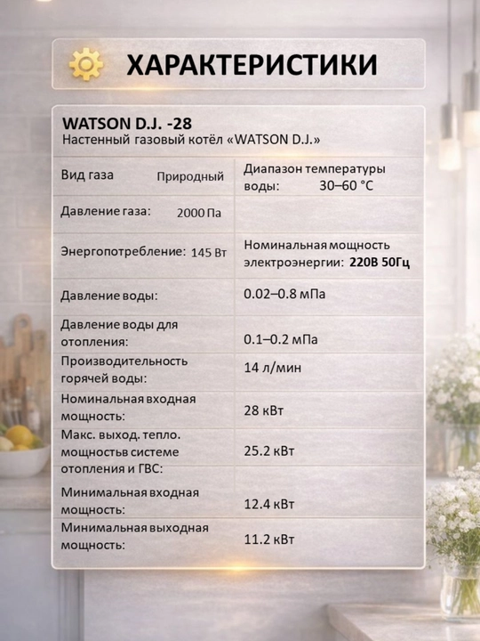 Devorga o‘rnatiladigan ikki konturli gaz qozoni, Watson BP1 BP2 BP3 seriyasi, 24 va 35kVt