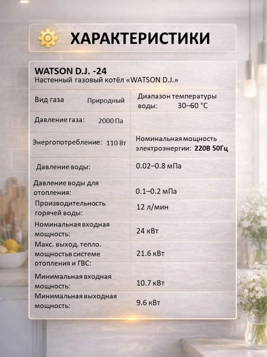 Devorga o‘rnatiladigan ikki konturli gaz qozoni, Watson BP1 BP2 BP3 seriyasi, 24 va 35kVt