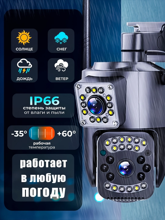 Умная 4K видеокамера уличная 4G с двойным объективом, 4K, 10X - 