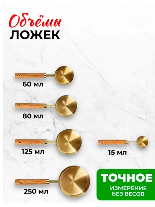 Мерные ложки в граммах, набор для кухни 5 штук