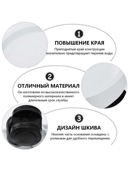 Поддон для горшков цветочных растений на колесиках, прочный полипропилен (ПП), 1 шт