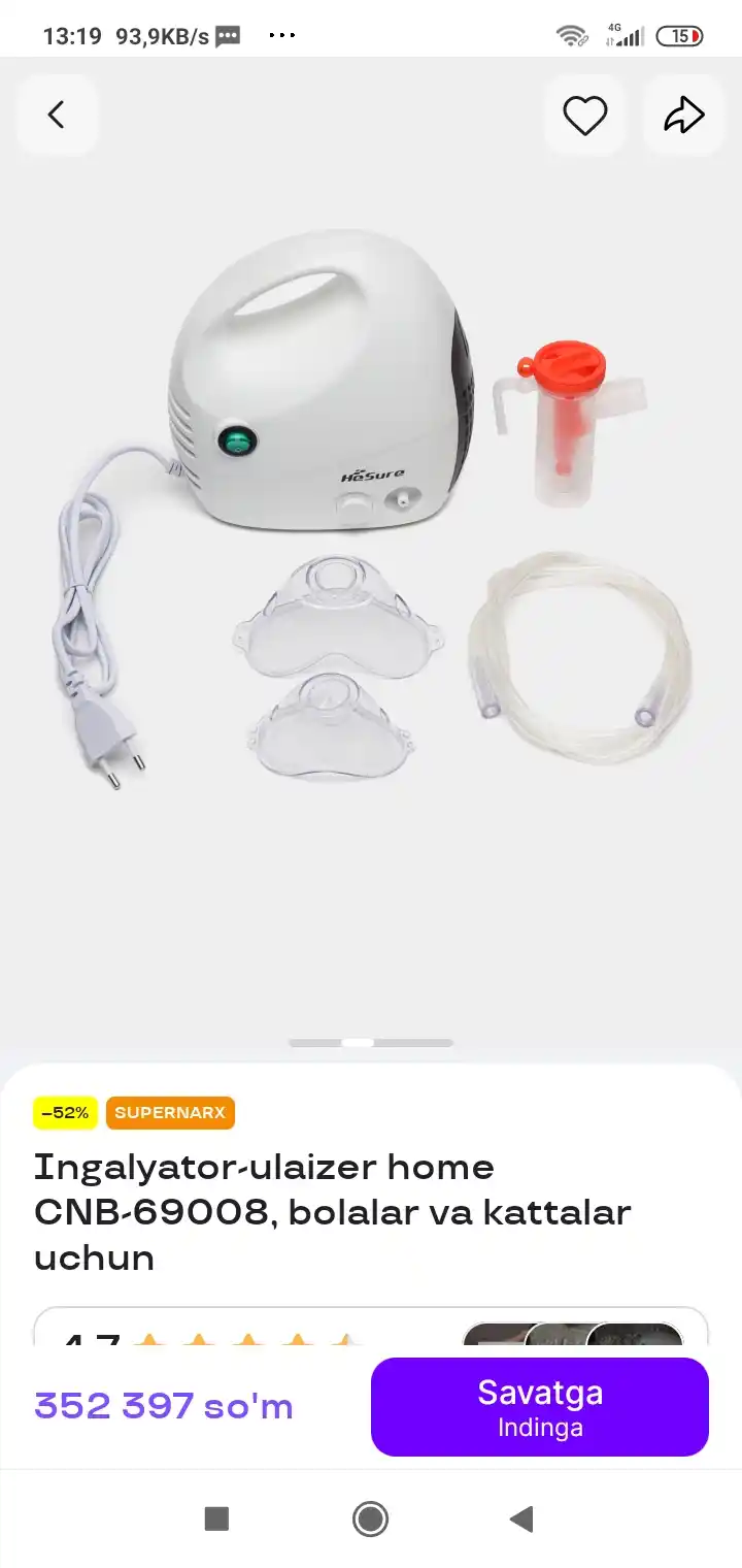 AXD-307 nebulayzeri — bolalar va kattalar uchun yuqori sifatli ingalyator