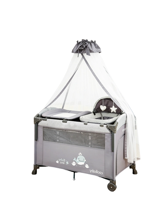 Ko‘p funksiyali bolalar karavoti, manej, 50 kg gacha yuklama, 0-4 yosh