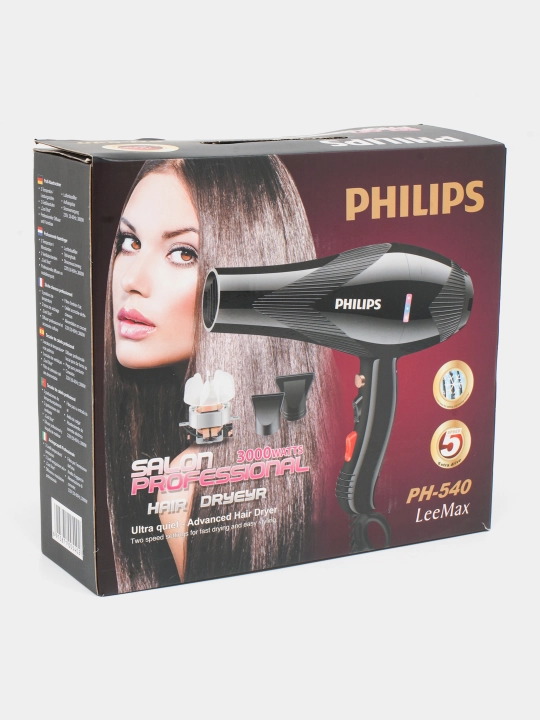 Professional soch quritgich PH 6958, nasadkalar bilan, soch turmaklash uchun