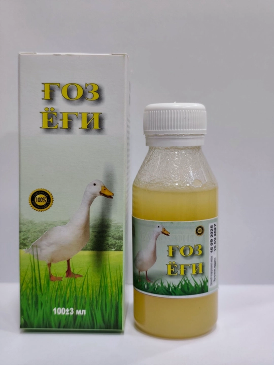 Gʻoz yogʻi 100 ml, tabiiy, tozalangan, kuyishga qarshi, bo‘g‘imlar va nafas yo‘llari uchun