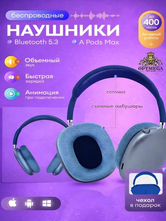 Simsiz quloqchinlar AI Max, 2, 2025 Bluetooth 5.1, to'liq o'lchamli mikrofonli Pods Max