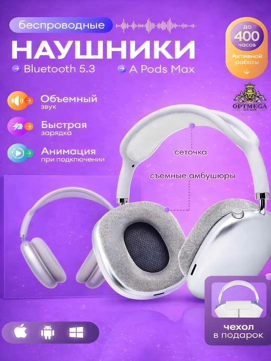 Simsiz quloqchinlar AI Max, 2, 2025 Bluetooth 5.1, to'liq o'lchamli mikrofonli Pods Max
