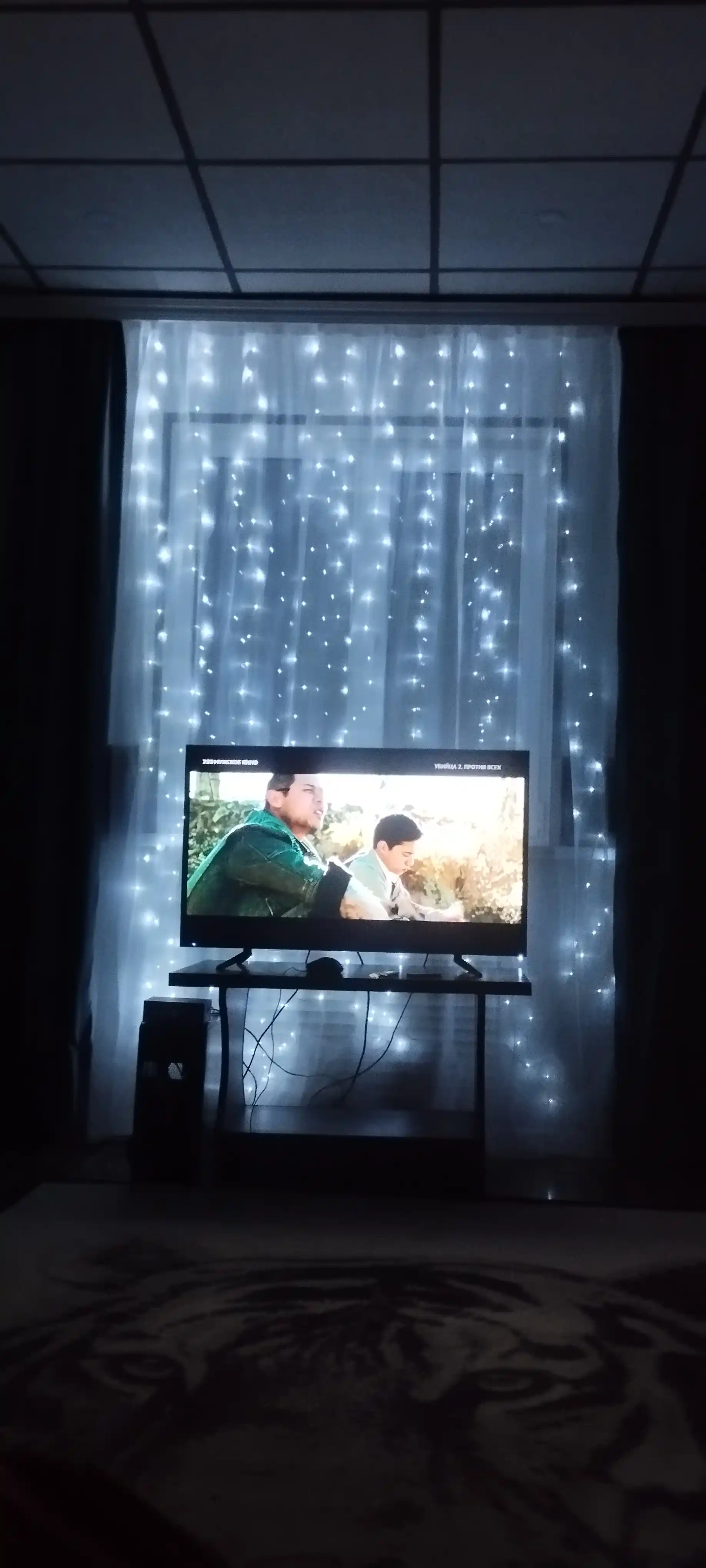 LED girlyanda pardasi Rosa 3x3, 3x2, 3x1 m — 8 rejim, pult, 10 ta ilgak, yangi yil uchun