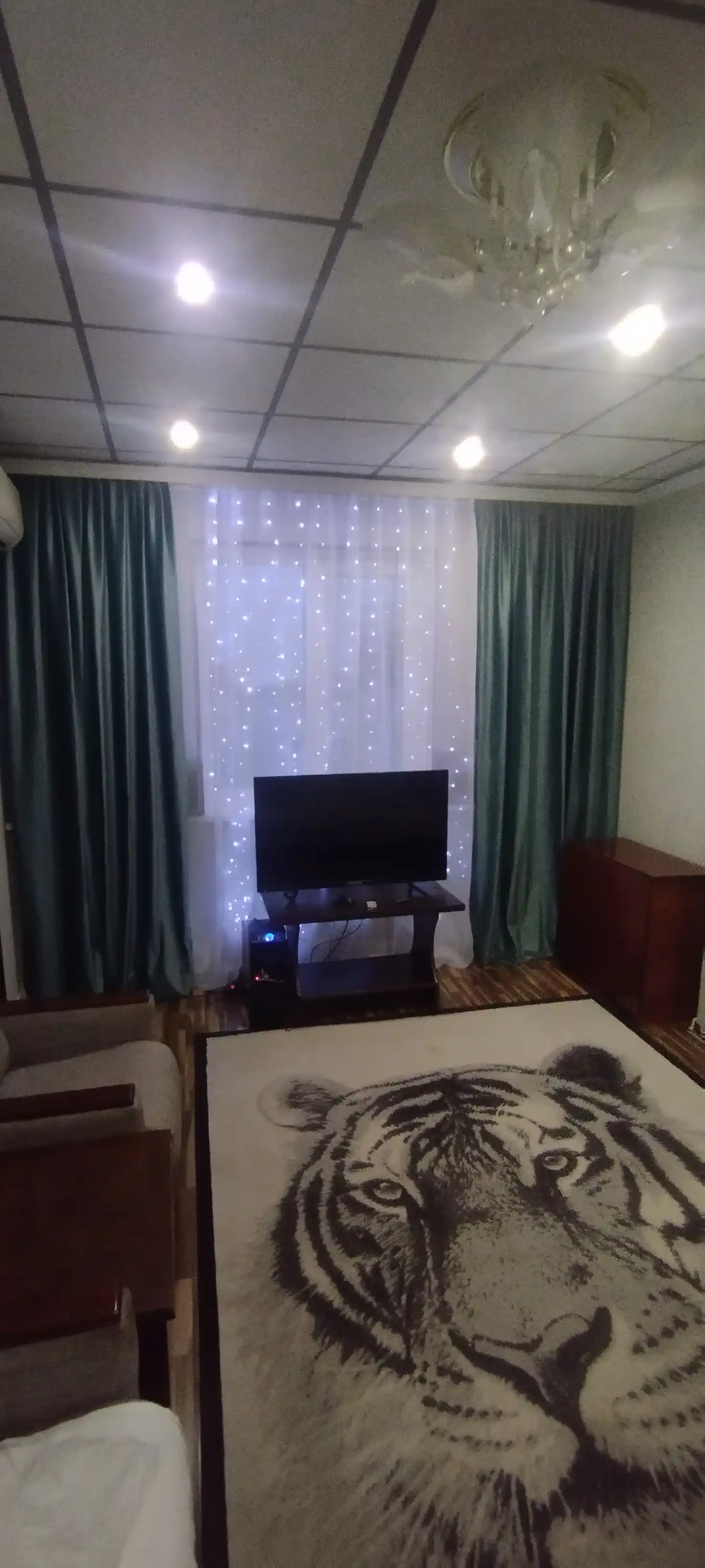 LED girlyanda pardasi Rosa 3x3, 3x2, 3x1 m — 8 rejim, pult, 10 ta ilgak, yangi yil uchun