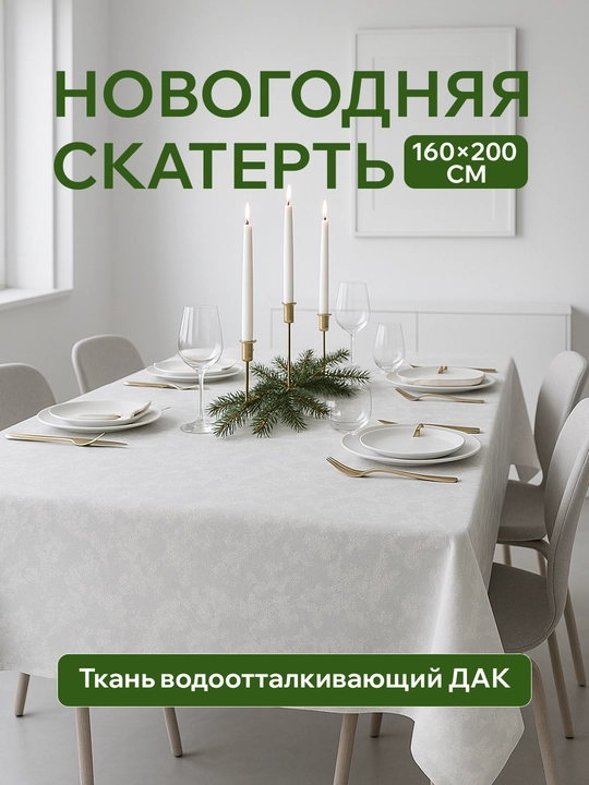 Праздничная скатерть РАМАДАН водоотталкивающая ткань ДАК — 140×190 см, праздничный принт - 