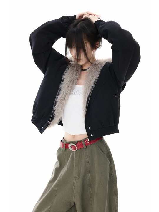 MIYO vintage uslubidagi kapyushonli, mo‘ynali yoqali, qalin, uniseks oversize kurtka