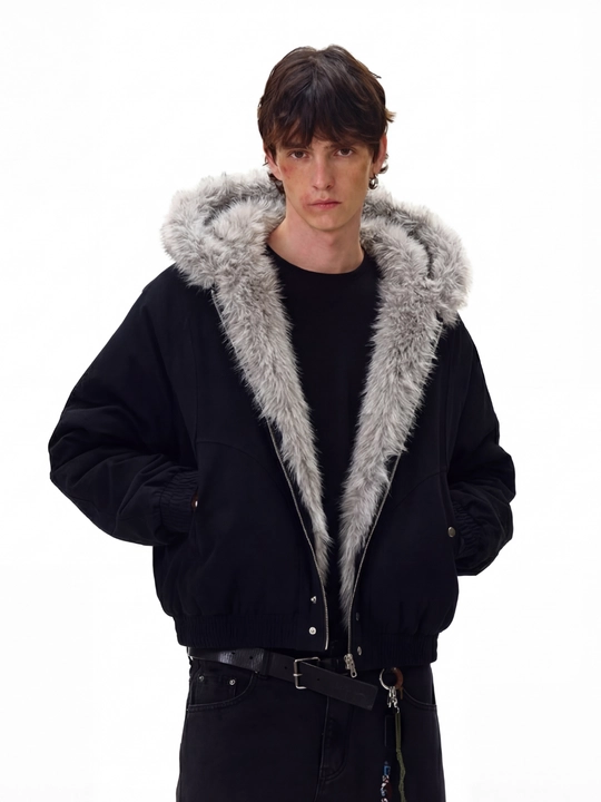 MIYO vintage uslubidagi kapyushonli, mo‘ynali yoqali, qalin, uniseks oversize kurtka