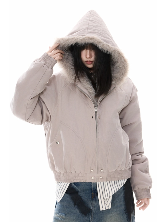 MIYO vintage uslubidagi kapyushonli, mo‘ynali yoqali, qalin, uniseks oversize kurtka
