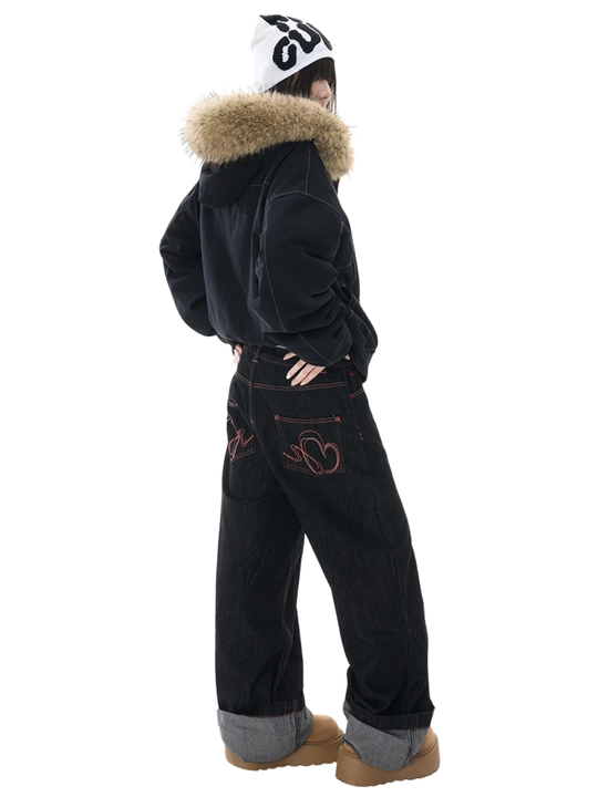 MIYO vintage uslubidagi kapyushonli, mo‘ynali yoqali, qalin, uniseks oversize kurtka
