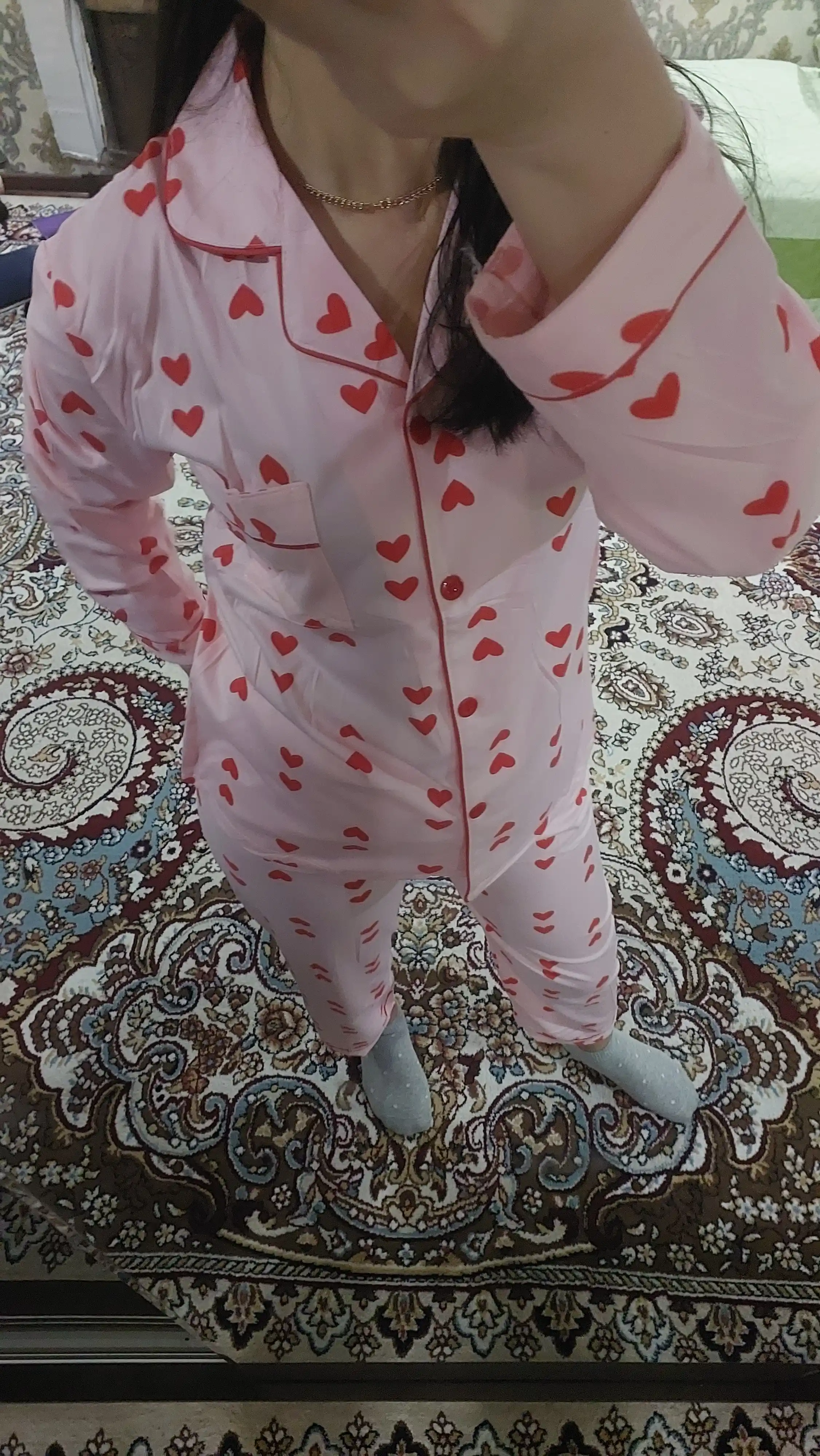 Pijama ayollar uchun komplekt kuzgi-qishgi pijama, issiq va yumshoq paxta matodan