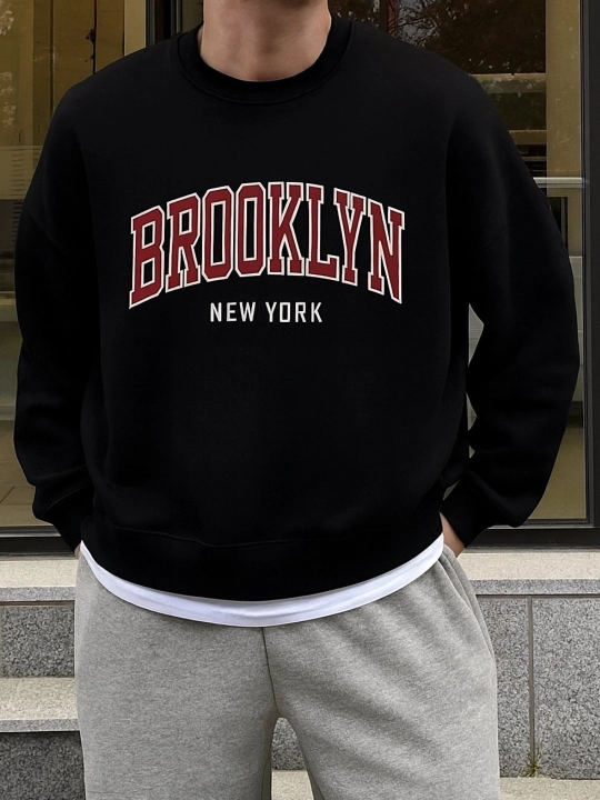 Erkaklar va ayollar svitshotlari, oversize, kuz-qish BROOKLYN sport uslubi - 