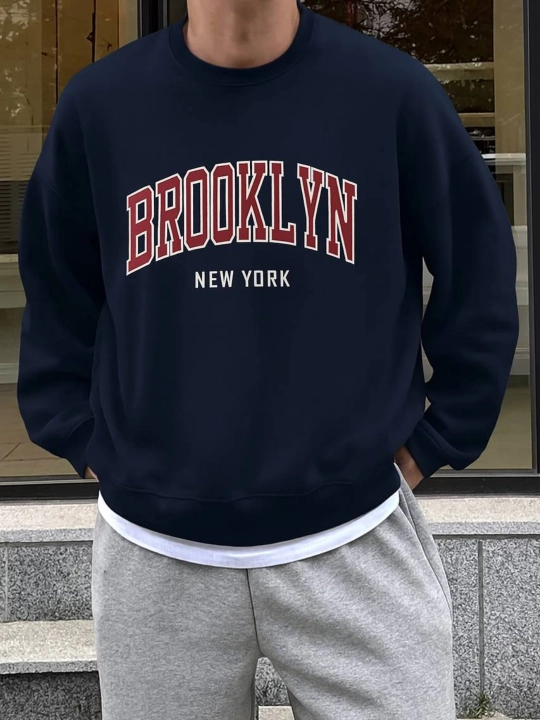 Erkaklar va ayollar svitshotlari, oversize, kuz-qish BROOKLYN sport uslubi - 