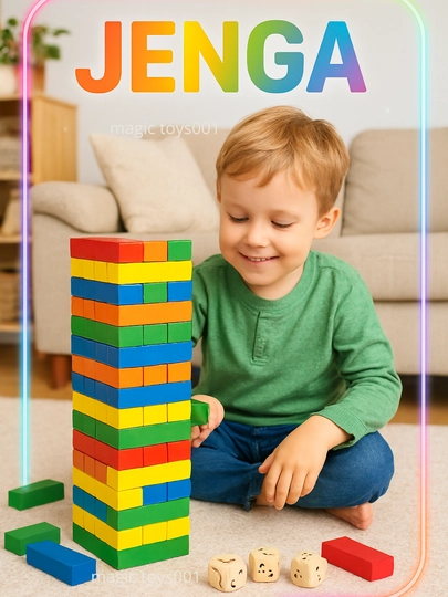 Настольная игра Дженга, высота 28 см — HUSAN02-TAXTA-АЛЫЙ