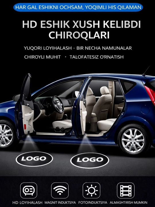 GERB va Chevrolet logotipli avtomobil eshigi LED yoritgichi sharhlari 1 dona