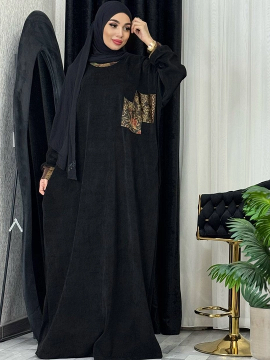 Ko'ylaklar ayollar uchun, katta o'lchamli, matosi qalin vilvet, qishki va kuzgi abaya
