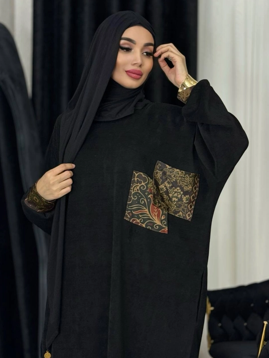 Ko'ylaklar ayollar uchun, katta o'lchamli, matosi qalin vilvet, qishki va kuzgi abaya