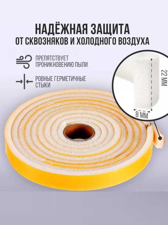 Уплотнитель утеплитель поролоновый для дверей 3,6м *1шт