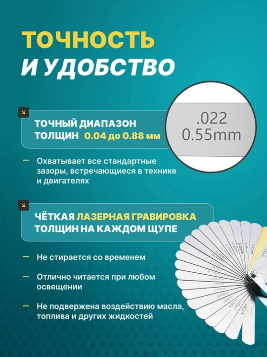 Щупы для клапанов 32 шт.от 0.04 до 0.88 мм,измерения клапанов авто