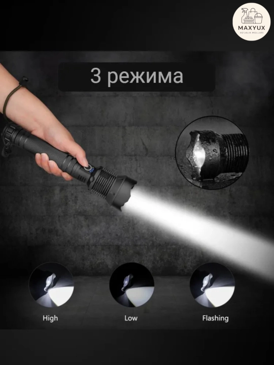 Qo'l chirog'i, 150 metrgacha yorituvchi LED chiroq, Zoom effekti bilan