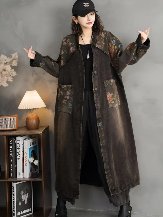 Jinsi kardigan, ayollar kiyimi,uzun kardigan,zamonaviy, ustki kiyim,oversize - 