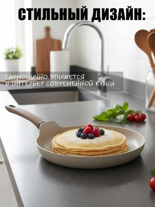 Сковорода для блинов, Керамическое покрытие, Антипригарная, Soft Touch ручка