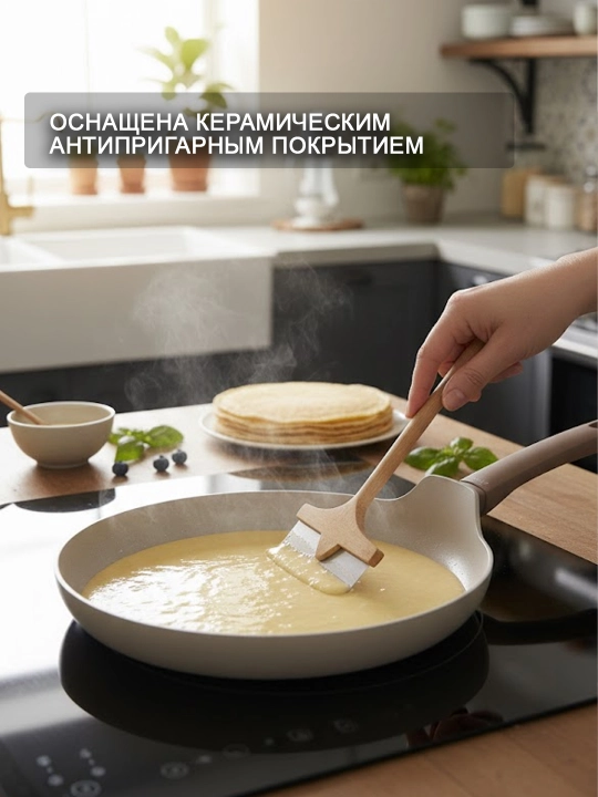 Сковорода для блинов, Керамическое покрытие, Антипригарная, Soft Touch ручка