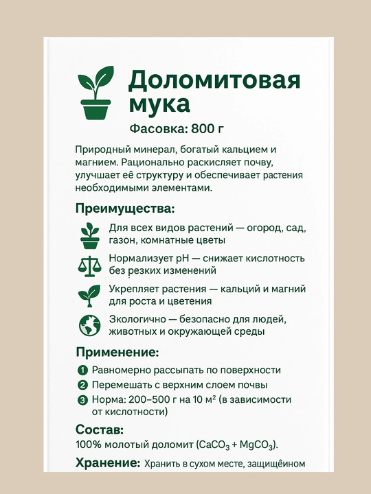 Доломитовая мука фасованная, 800 г