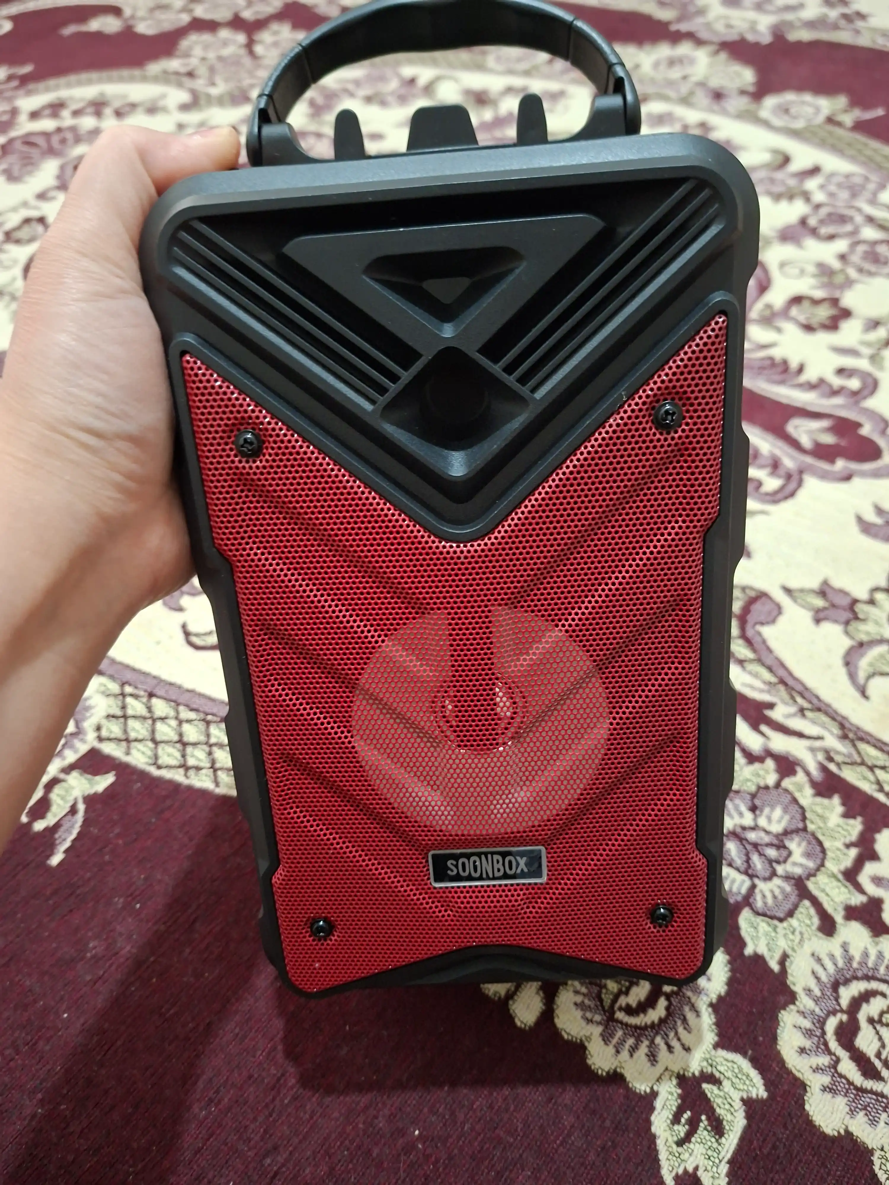 Soonbox S7 karaoke kolonka, Bluetooth, FM radio, mikrofonli, LED yoritgichli