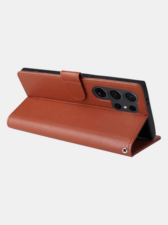Чехол с подставкой для Samsung Galaxy S21/S22/S23/S24/S25/S26 Ultra PU кожа + Soft TPU