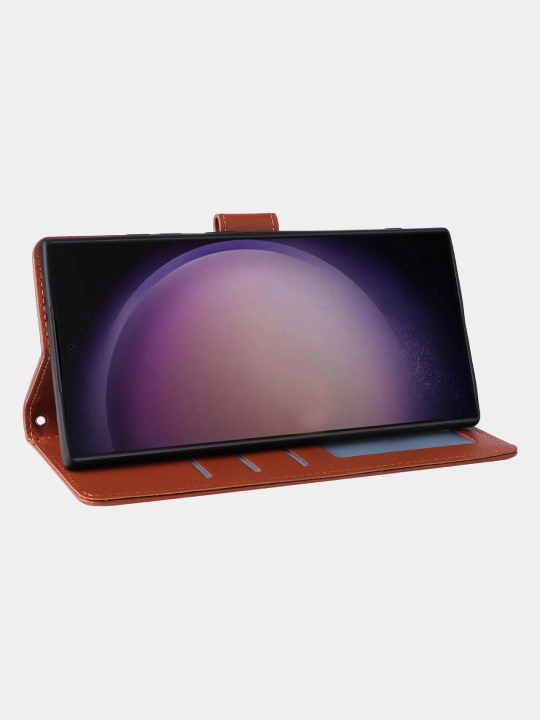 Чехол с подставкой для Samsung Galaxy S21/S22/S23/S24/S25/S26 Ultra PU кожа + Soft TPU